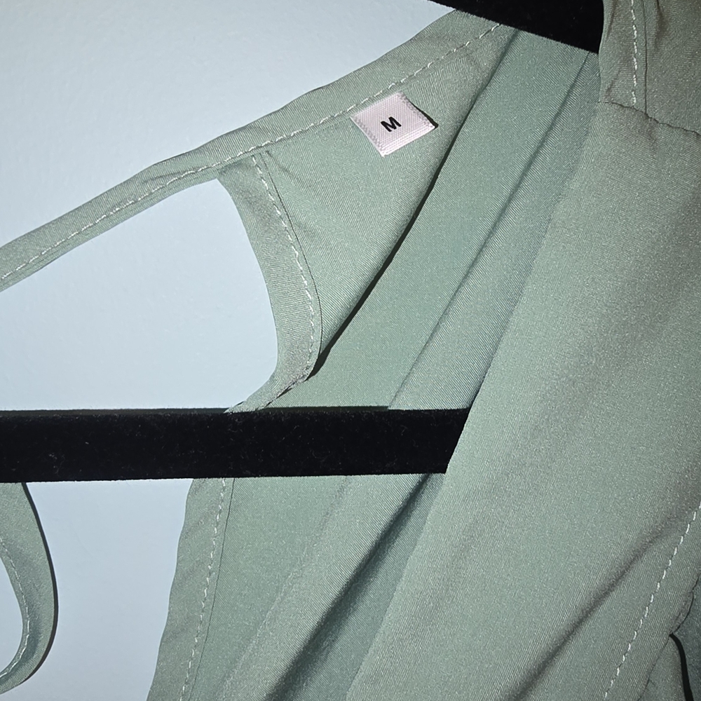 Sage Green Tie Back Maxi Dress Bohemian Holiday Festive Maternity - Picture 4 of 10